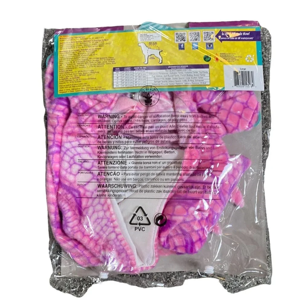 Rubie's Pet Shop Boutique PINK DINO Dinosaur‎ Dog Halloween Costume Size Large